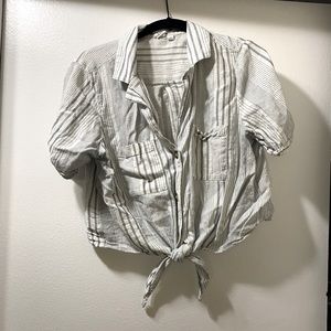 Gap off white button down tied crop top